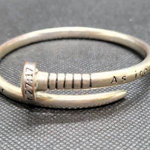 Nail Bangle Bracelet inscribed with PR 27:17 religious Christian costume fashion